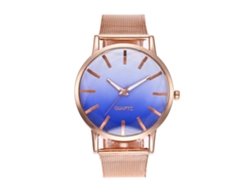 Reloj De Pulsera Unisex De Cuarzo, Esfera Redonda, Correa Clásica De Malla Azul.