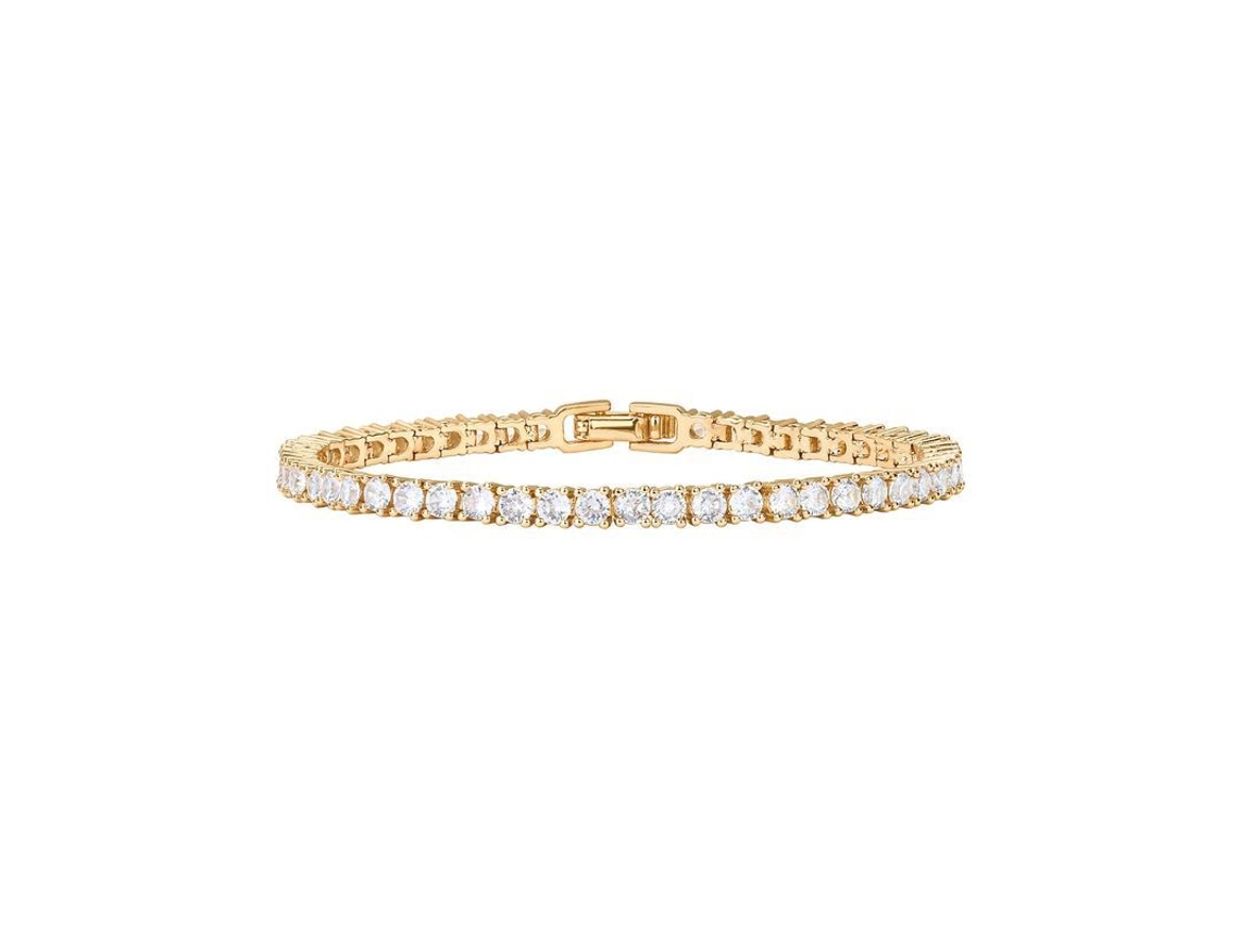 Pulsera Tenis Clásica De Plata Bañada En Oro 14k Con Zirkonia Cúbica 3mm Aaa+