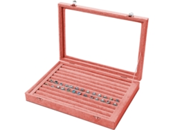 Caja de Joyas para Anillos con Forro de Terciopelo y Vidrio Rosa (29x20x5cm) Kofihety
