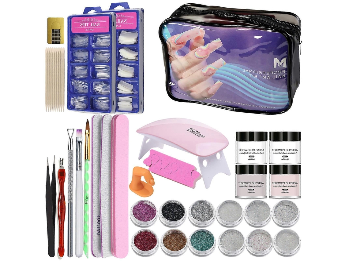 Kit de uñas acrílicas profesionales, lámpara de secado de 6 W, pincel para polvo, para principiantes, uñas postizas, para salón o uso doméstico, EE. UU. y multicolor GOKOCO