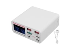 Estación De Carga Rápida Usb De 100 W, 6 Puertos, Pd 65 W, Qc3.0, Pantalla Led, Base De Carga, Enchufe Británico.