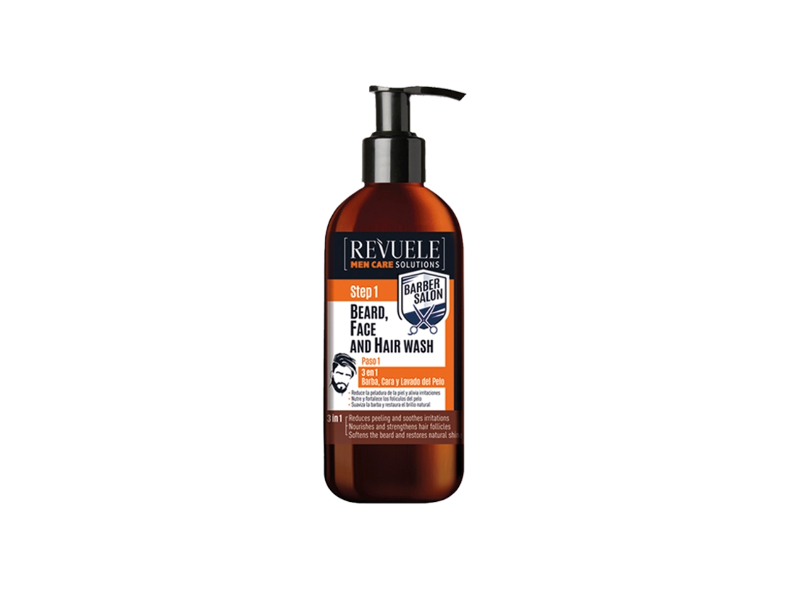 Gel facial 3 en 1 para barba y cabello para hombres (300 ml) Revuele