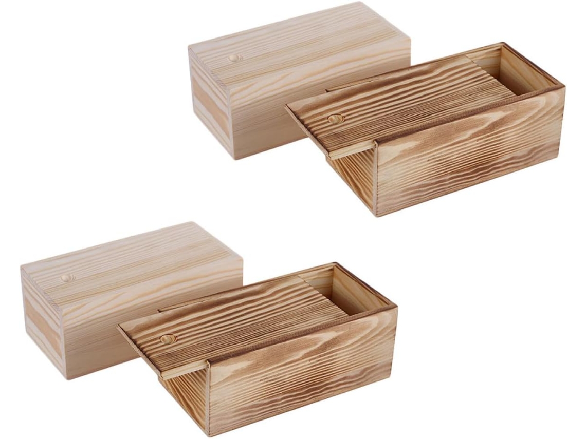 Juego 4 Cajas Madera Carbón Guardar Joyas Compactas Estilo Antiguo Compartimentos Prácticos Contenedores
