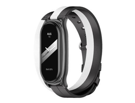 Correa de reloj inteligente para Xiaomi Mi Band 8 Mijobs Plus Correa de reloj de cuero de doble bucle (negro + blanco)