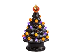 Árbol De Halloween Decorativo De Cerámica Iluminado Con Luz De Calabaza, Tamaños Pequeño Y Mediano.