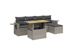 Conjunto de 6 sofás de jardín de mimbre gris con cojines MAISON EXCLUSIVE (80x200 cm)