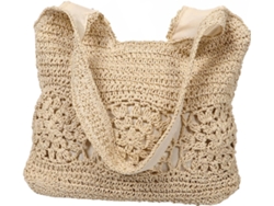 Bolso De Mano De Paja Tejida Hueca Para Mujer, Gran Capacidad, Correa Para El Hombro Cómoda Y Duradera, Bolso De Playa.