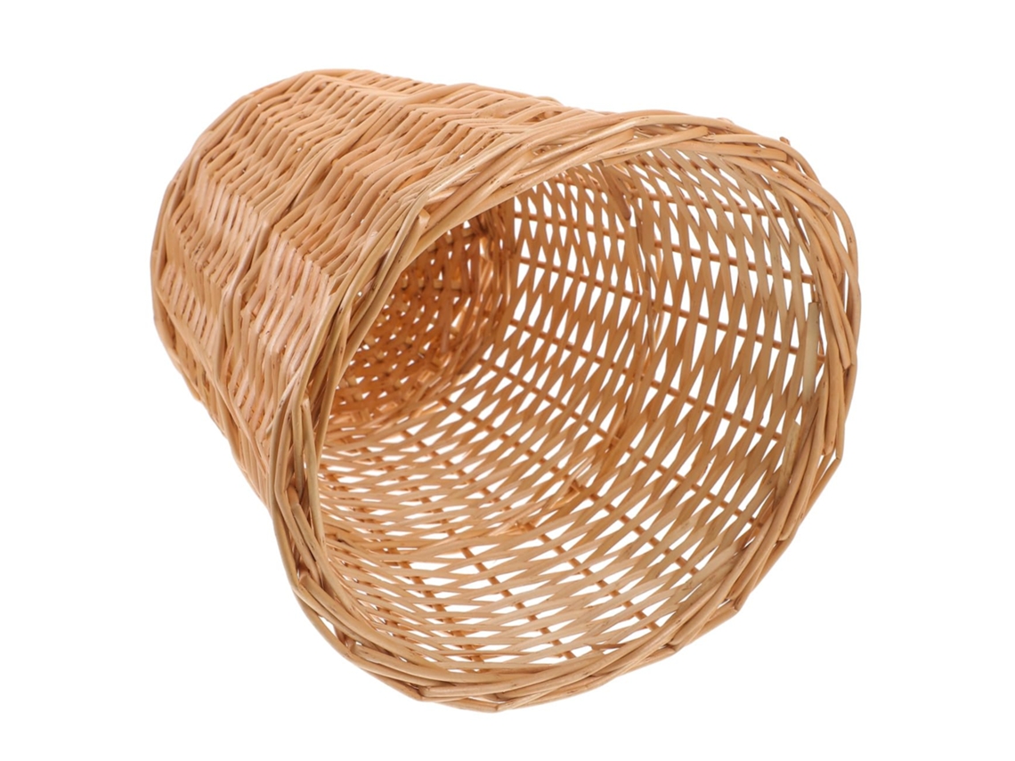Elegante Papelera Tejida De Estilo Campestre, De Material Sintético Con Tapa.