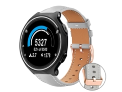 Bracelete Para Garmin Forerunner 220 / 735 / 735xt / 230 / 235 - Couro Vegano Preto - Estampa De Tubarão - Fivela Dourada Rosa Cinza