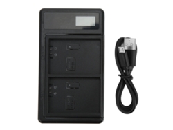 Cargador Duplo Usb Inteligente Para Bateria Lp E5 Com Tela Lcd Câmera