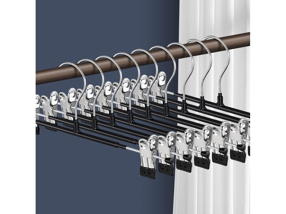 Rack Ajustável Para Calças 20 Peças Cabides De Aço Inoxidável Antiderrapantes Para Secar E Armazenar Roupas Preto 