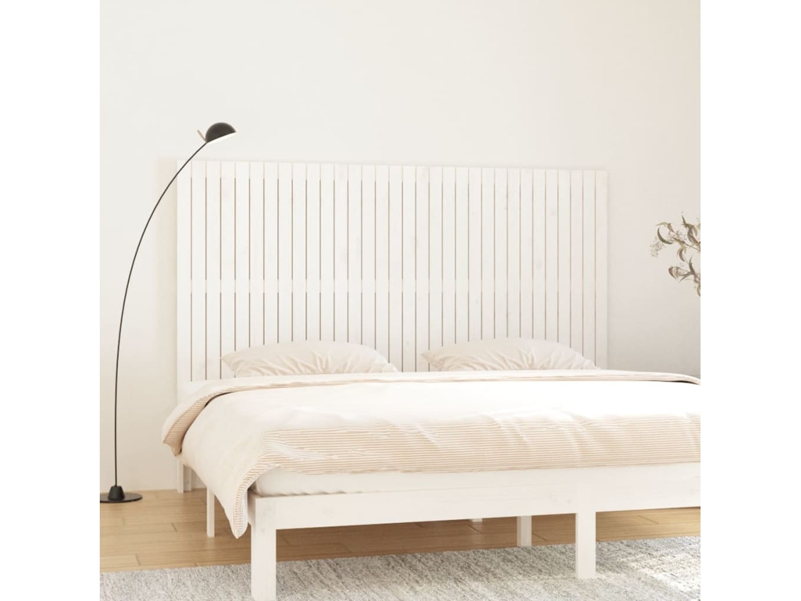 Cabecero De Cama De Pared Madera Maciza Pino Blanco 204x3x110cm