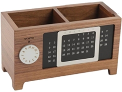 Calendario de madera, portalápices, organizador de escritorio multifuncional y estuche para lápices. Gokoco