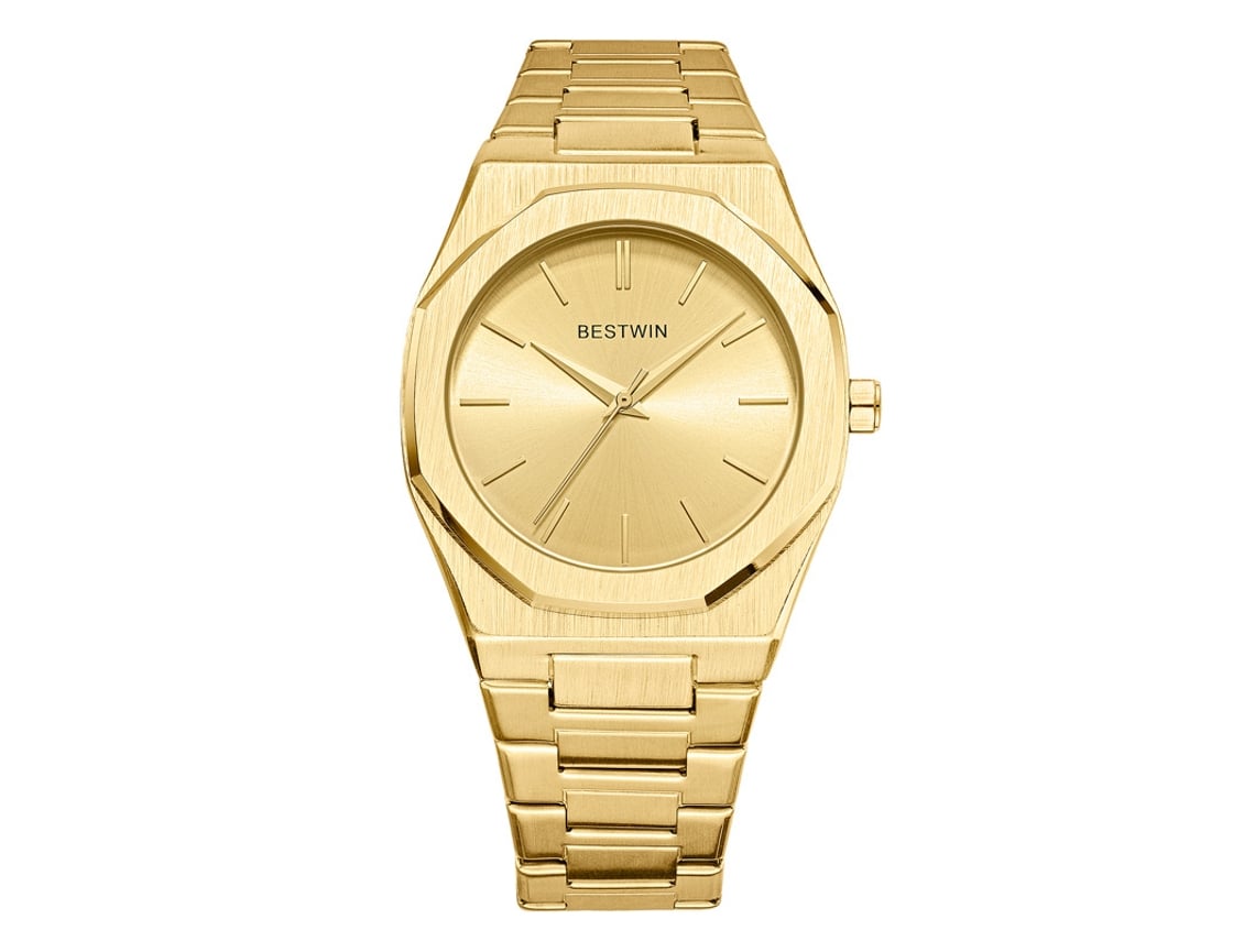 Reloj De Hombre De Cuarzo Con Cierre De Mariposa Doble (dorado)