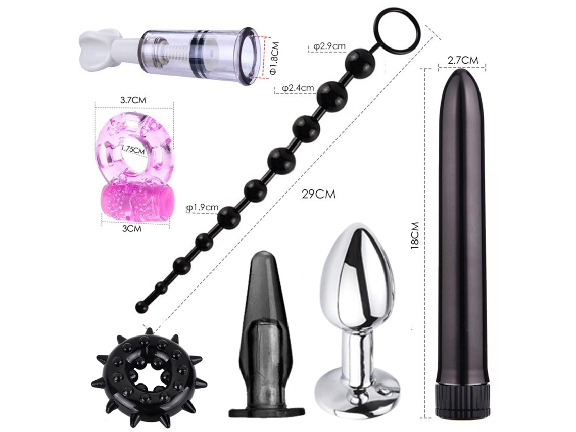 Conjunto Bdsm Bondage Perlas Anal Tapón Vibrador Varilla Juguetes Eróticos Adultos