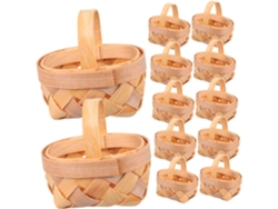 Juego de 36 mini cestas de madera tejidas a mano con asas, pequeñas cestas rústicas decorativas Vayotoy