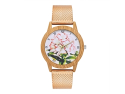 Reloj Analógico De Cuarzo Con Correa De Malla Para Mujer Y Hombre Oro Rosa Zhoulianfa