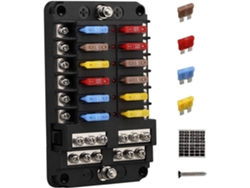 Panel de fusibles de 12 V con 12 cables, caja de fusibles para montaje en suelo, para barco, coche, remolque y RZR. SFUSHOS