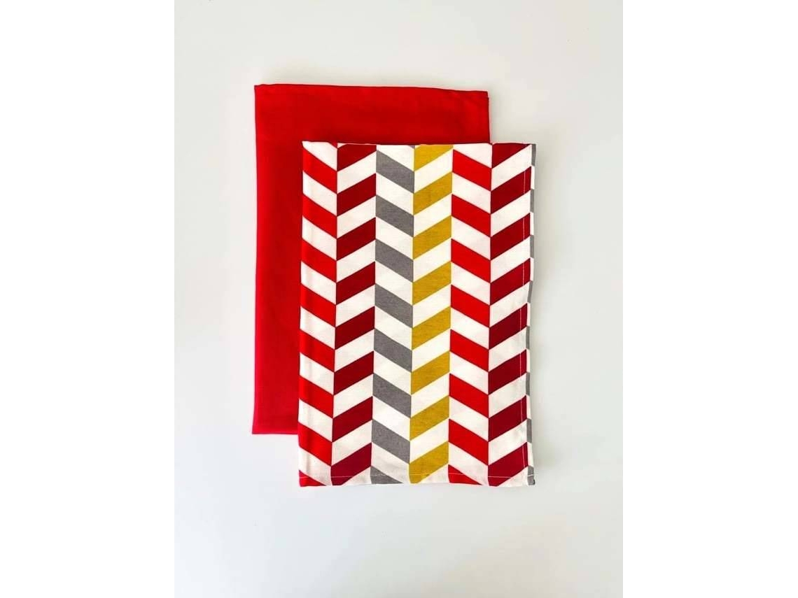 Juego 2 Paños De Cocina ILMH BY I LOVE MY HOME 48x70cm - Estampado Espiga Y Rojo