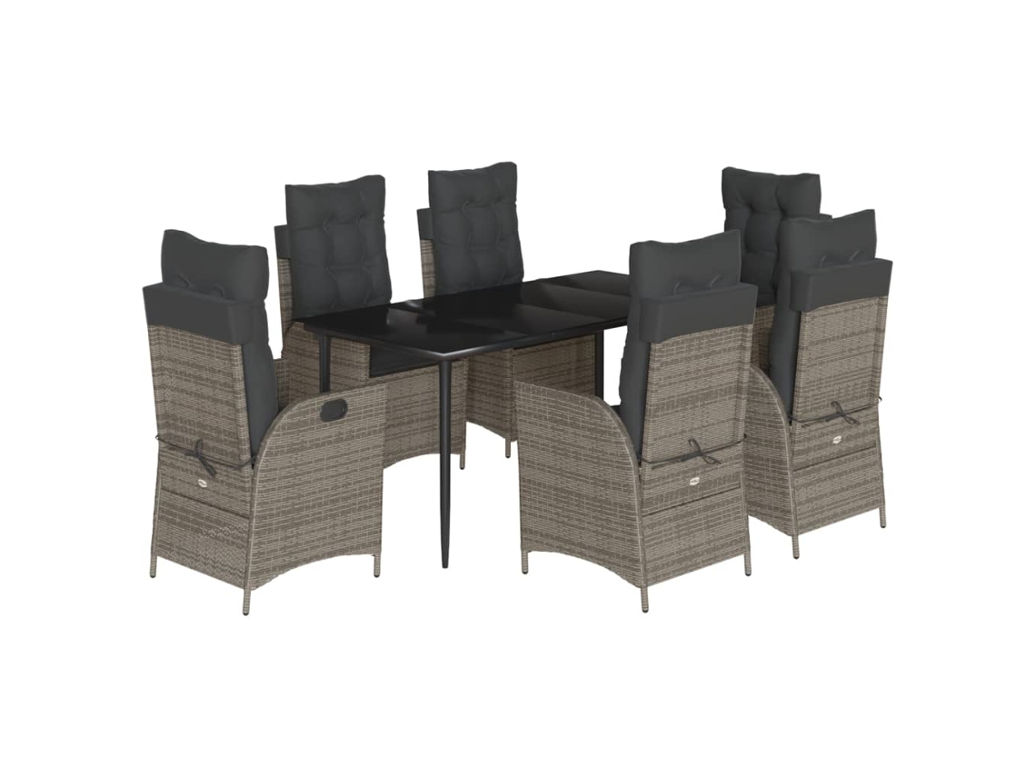 Maison Exclusive - Set Comedor Jardín 7 Pzas Y Cojines Ratán Sintético Gris
