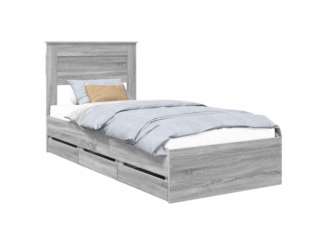 Maison Exclusive - Estructura De Cama Gris Sonoma 90 X 190 Cm Madera Ingenieril