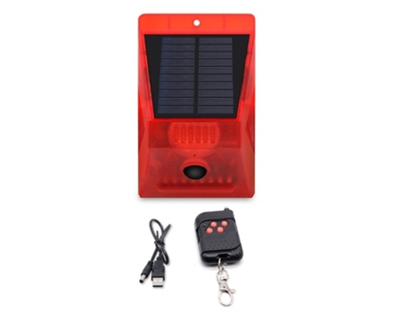 Luz estroboscópica solar con alarma solar: proteja su hogar, granja, granero, villa, patio