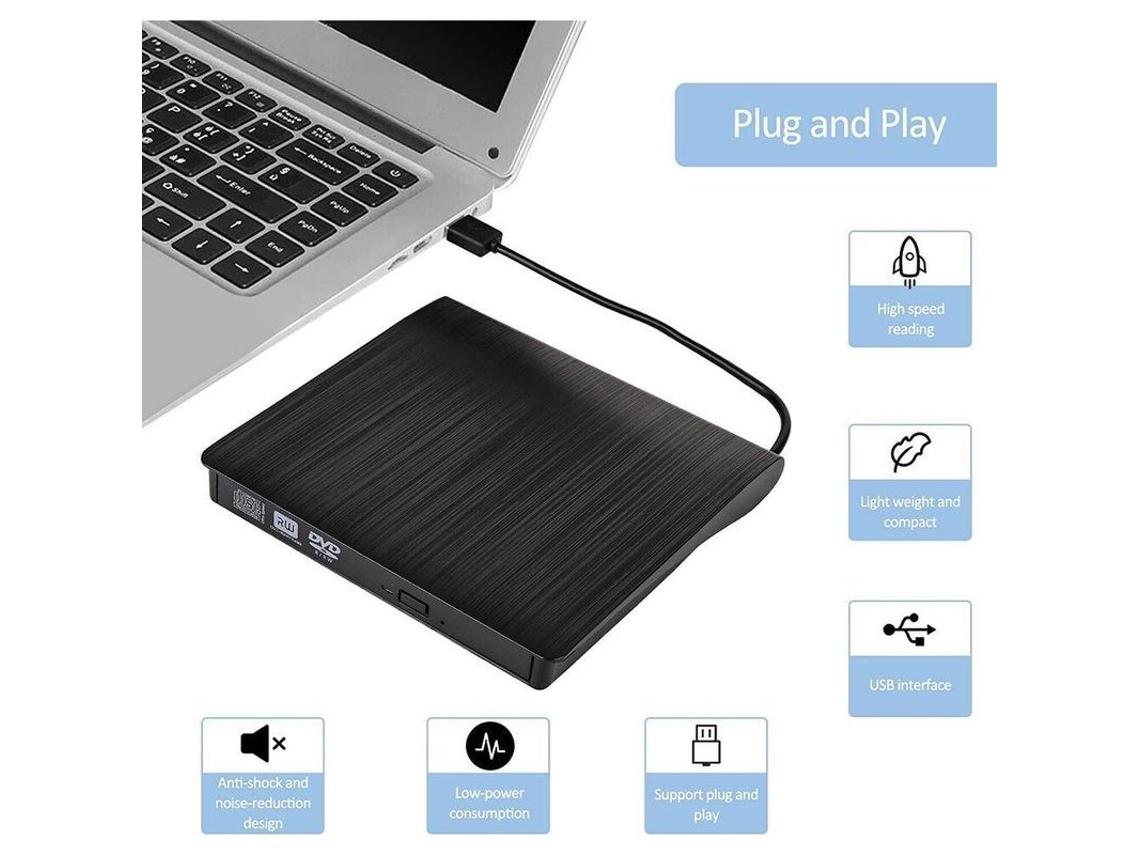 Unidad Externa Portátil De Cd/dvd Usb 3.0 Trintion Para Windows, Mac Y Linux.