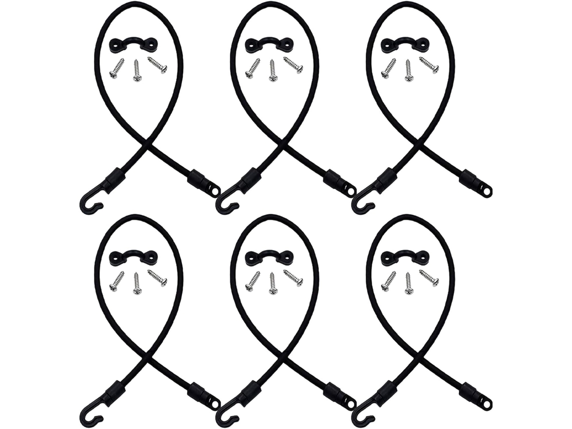 Juego De 6 Correas Elásticas De 375 Cm Con Ganchos De Rosca.