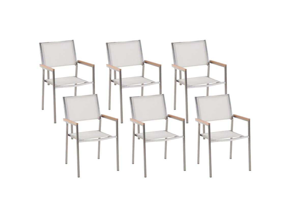 Decore O Seu Pátio Ou Jardim Em Grande Estilo Beliani Grosseto De Aço Inoxidável Branco 55x58x87