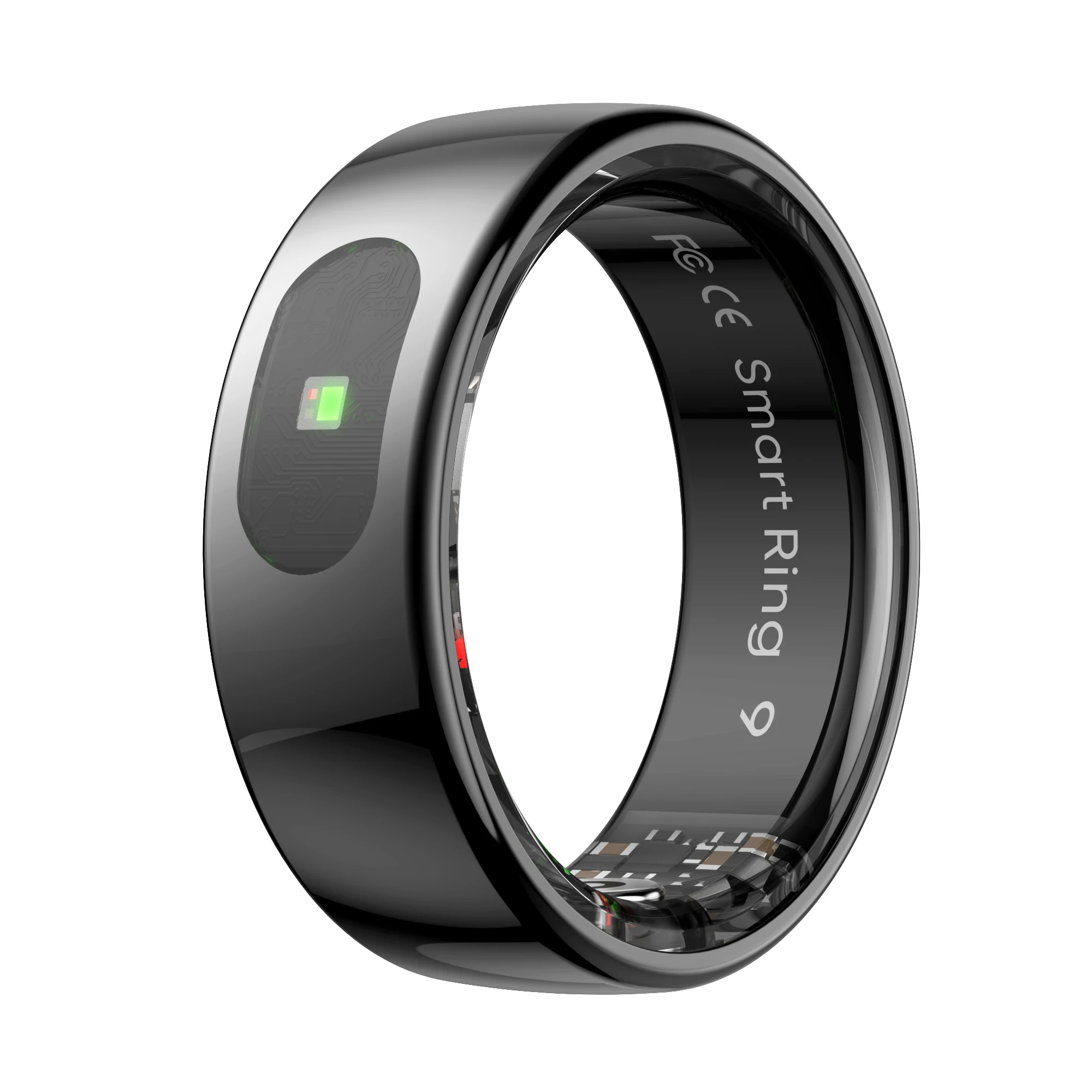 (Talla 11, Negro) Anillo inteligente con panel táctil y luz indicadora, mide la temperatura de la piel.