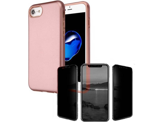 Kit Funda y Protector Privacy iPhone 7, 8 SlimShield Rosa