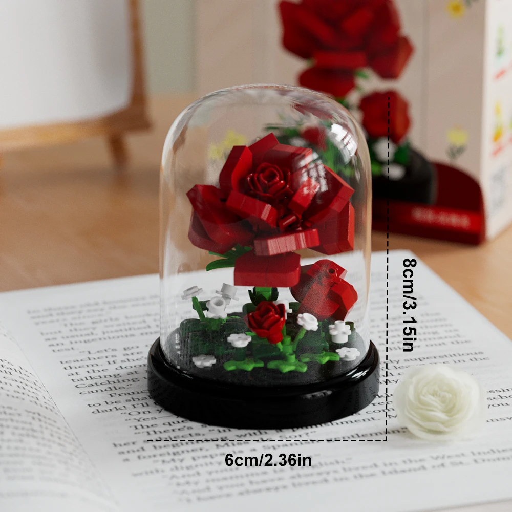 Modelo De Bloques De Construcción En Miniatura De Plantas En Maceta Con Ramo Preservado Diy