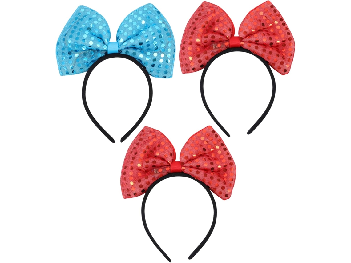 Diadema Navideña De 3 Piezas Con Lazo Y Lentejuelas, Accesorio Brillante Para El Cabello.