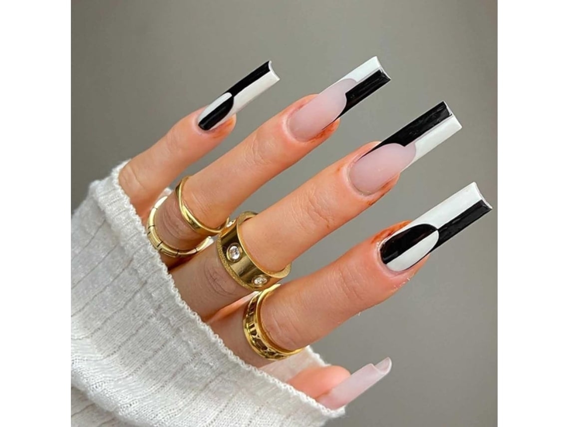 Uñas postizas de compresión media, uñas postizas con forma de ataúd, uñas postizas de cobertura total del rostro - St-03