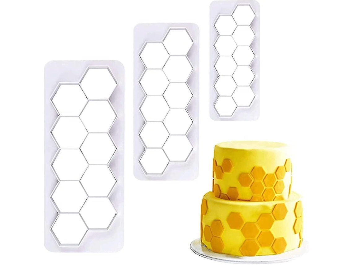 Cortadores de galletas hexagonales de 3 piezas, 3 tamaños, para decorar pasteles y galletas