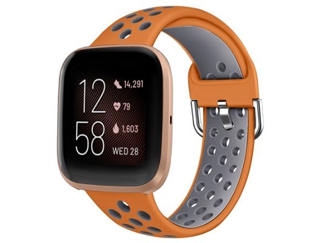 Correa Deportiva Transpirable con Silicona para Fitbit Versa 3 / Sense Bicolor CO-PHÉNIX ALCA26 Naranja y Gris S