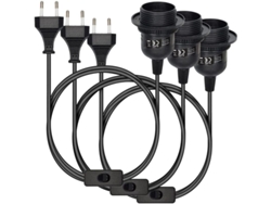 Lámpara Colgante E27 Con Portalámparas Y Cable De 3,5 M, Estructura Negra, Anillo Roscado E Interruptor.