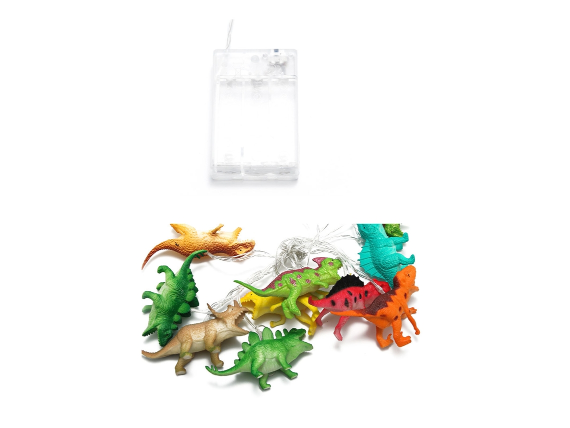 Guirnalda de luces de dinosaurios de 2 m con 10 LED para decoración de dormitorio (4,5 V)