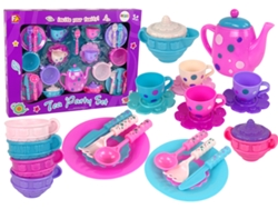 Juego de té, tazas, platos, cubiertos y cuencos morados B.active