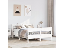 Estructura De Cama Sin Colchón Madera De Pino Blanco 135x190 Cm