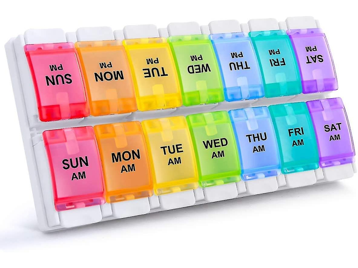 Rebe-organizador Semanal De Pastillas Con Botón De Empuje - Caja Grande Para Pastillas, Vitaminas, Aceite De Pescado Y Suplementos