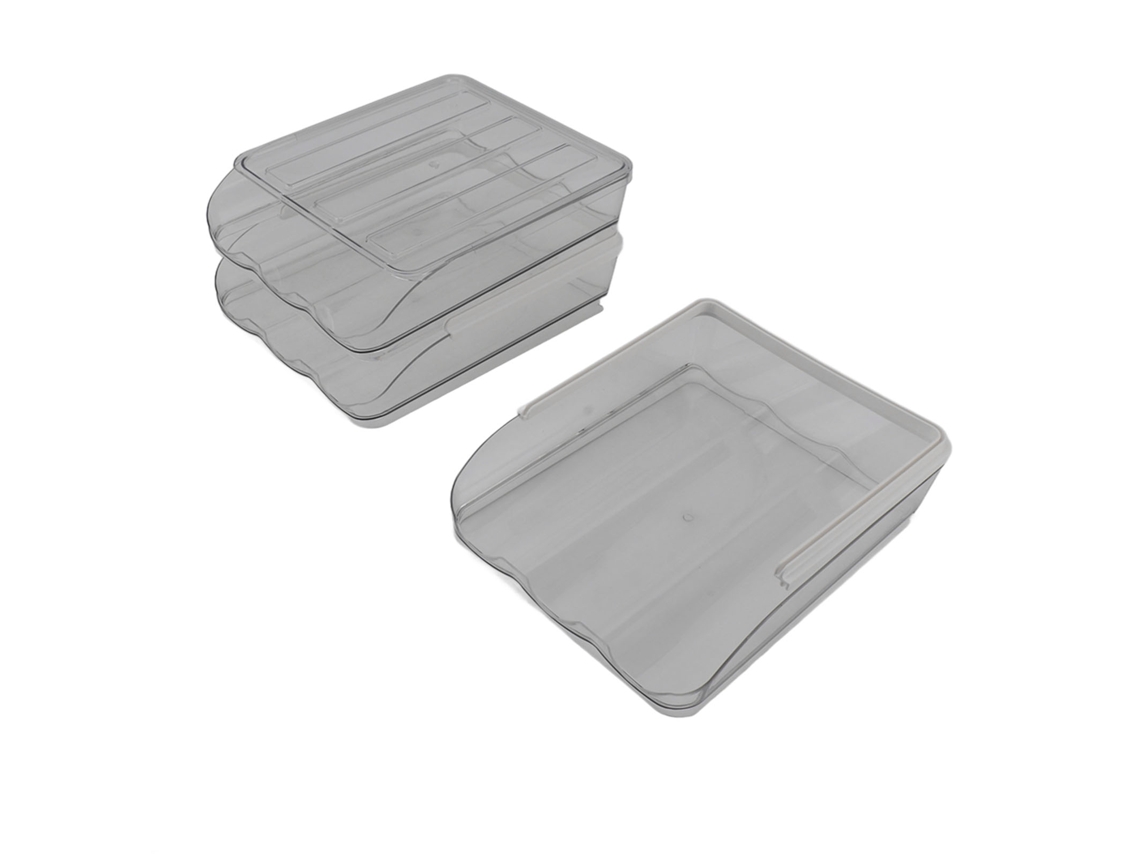Soporte para huevos de refrigerador, diseño angular, 3 niveles, transparente, dispensador de huevos.