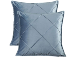 Rebe-fundas De Almohada De Terciopelo 2 Unidades 45x45cm Cuadros Suaves Estilo Nórdico Para Sofá Dormitorio Azul Claro