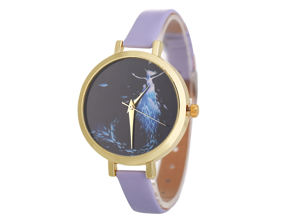 Reloj De Pulsera Sencillo E Informal Para Mujer Con Correa De Piel Sintética Morada Zhoulianfa
