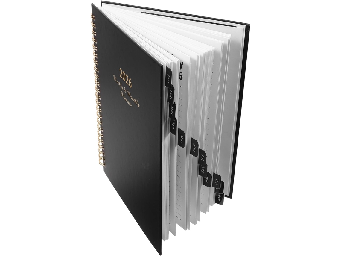 Agenda Con Cuaderno Organizador De Tapa Dura Y Encuadernación En Espiral, 215 X 165 X 15 Cm, Año 2026.