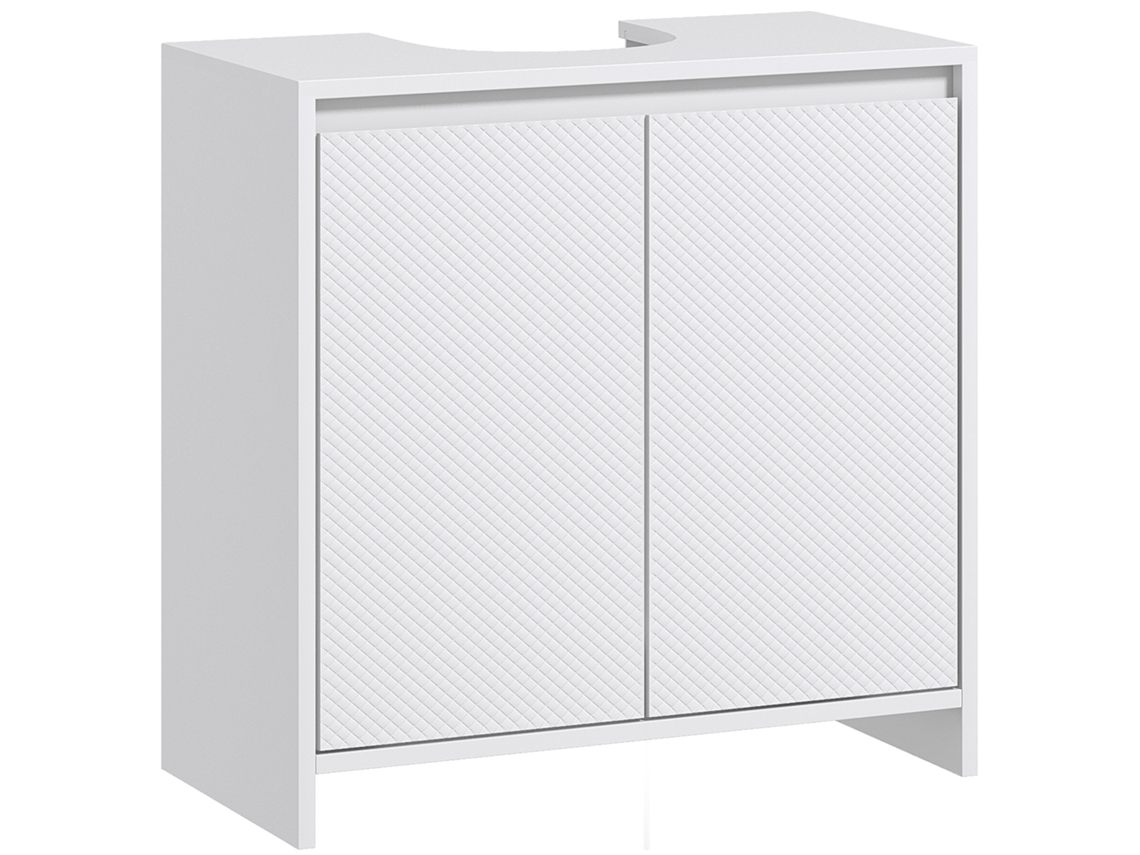 Mueble Bajo Fregadero Moderno Antivuelco Con 2 Puertas, Capacidad De 40 Kg, Blanco, 60x30x60
