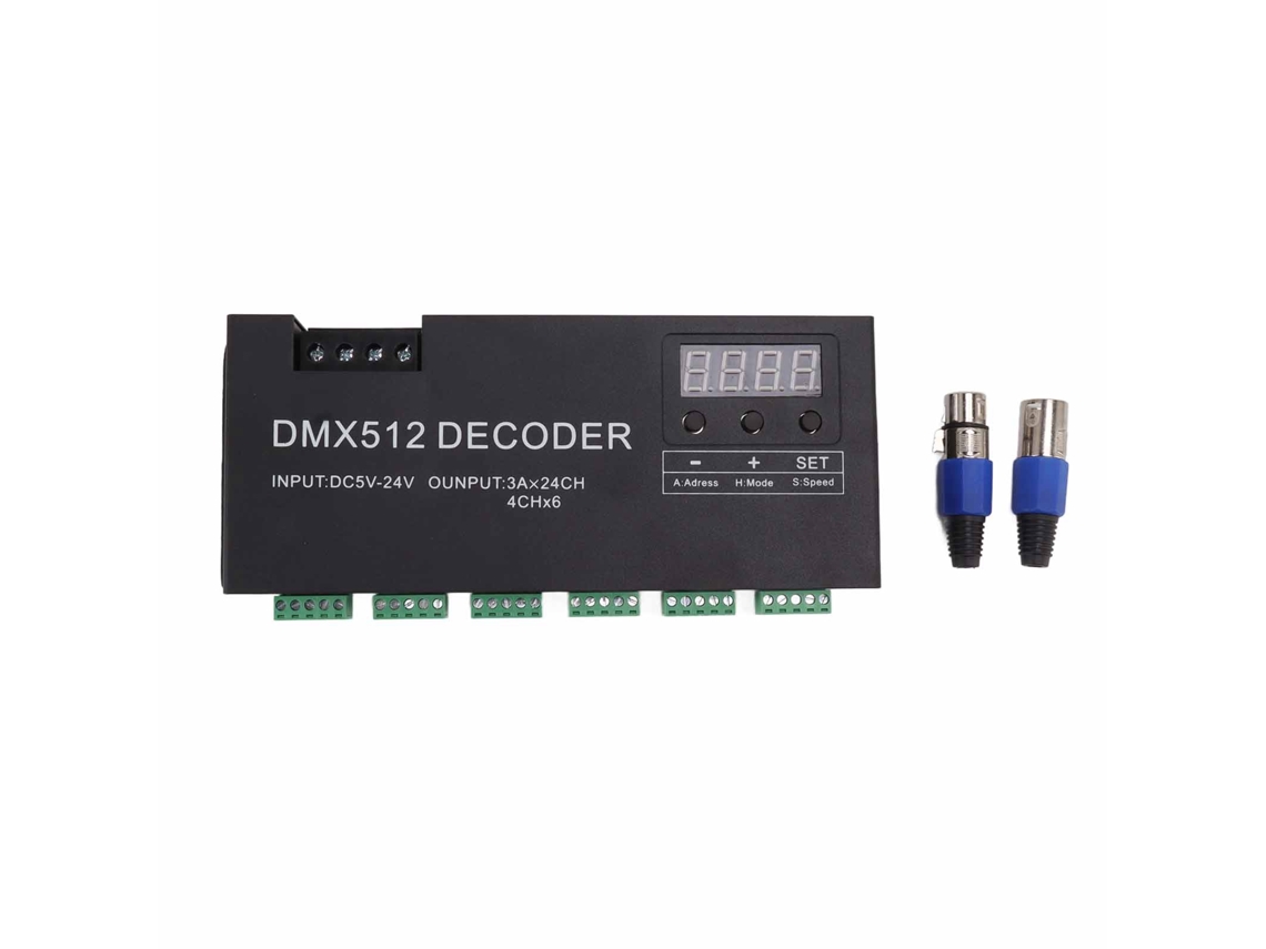 2026-decodificador De 24 Canales Dmx512 Con Display Digital Controlador Led Rgbw Driver De Regulación De Intensidad Dc5v‑24v Para Escenario