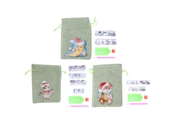 3 Bolsas De Lino Con Bonitos Estampados Y Diseño Ligero Y Sellado, Ideales Para Regalos Festivos.
