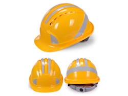 Casco De Seguridad Abs Transpirable Antichoque Con Vientos, Buffer Multipunto Y Franja Reflectiva Amarillo Para Almacén Fábrica
