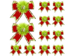 12 Lazos navideños de terciopelo rojo y verde, adornos para el árbol y guirnalda para fiestas navideñas (clásico)